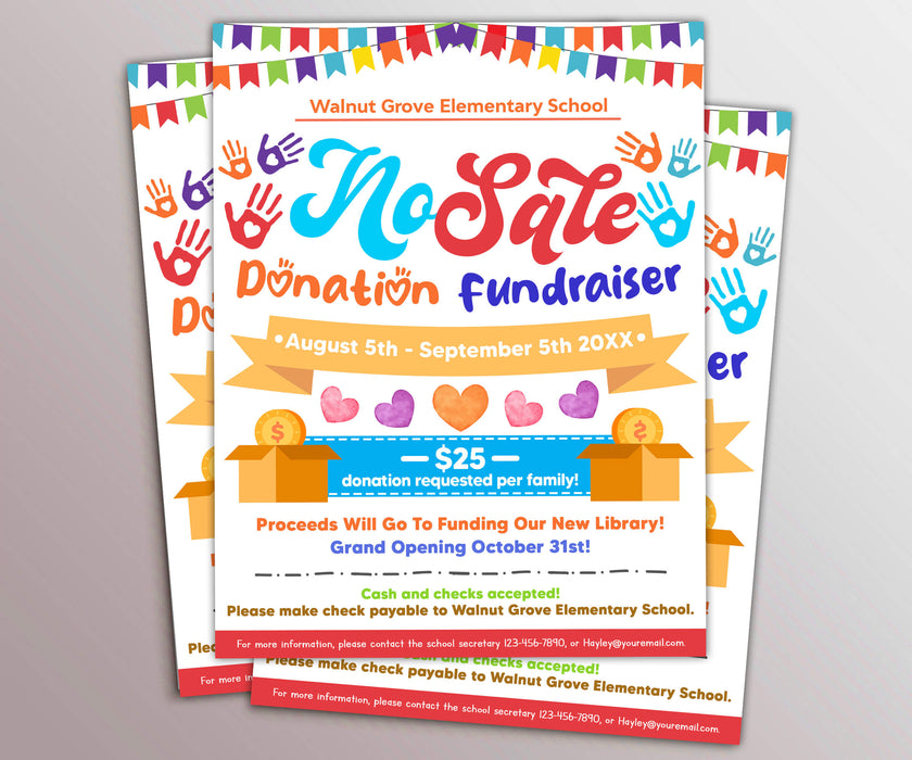 DIY No Sale Donation Fundraiser Flyer | Editable Fundraiser Flyer Template