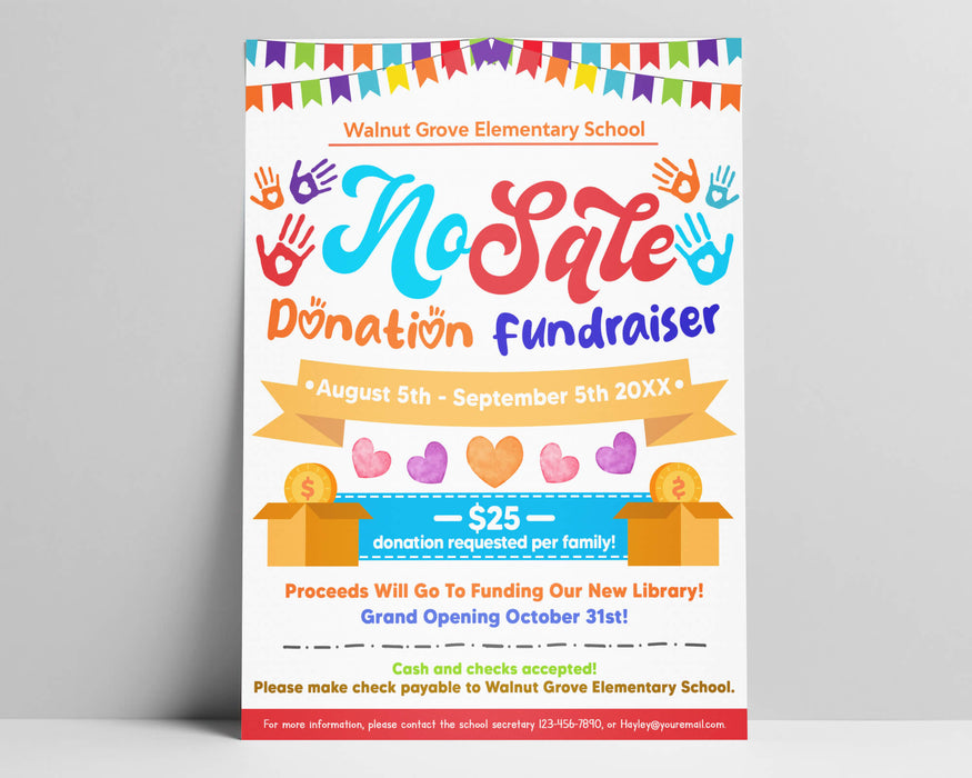 DIY No Sale Donation Fundraiser Flyer | Editable Fundraiser Flyer Template