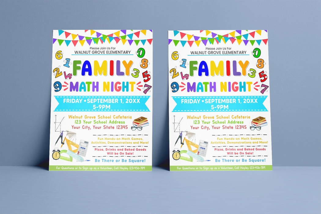 Money Math Flyer Editable Family Math Night Flyer Math Fundraiser Template Flyer ...