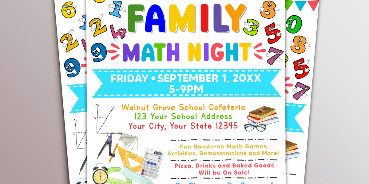 Printable Math Flyer DIY Editable Family Math Night Flyer Template — Posh Park
