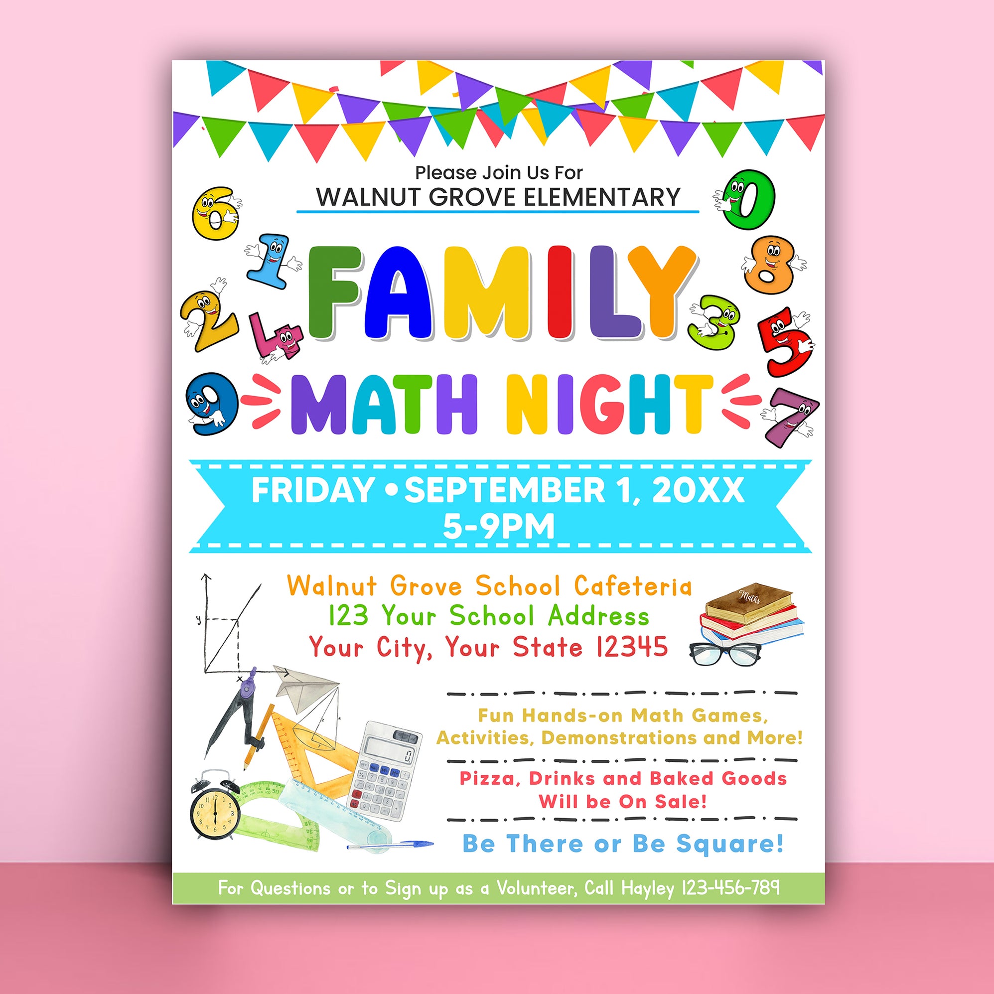 Fall Into Math Night DIY Editable Family Math Night Flyer Template — Posh Park