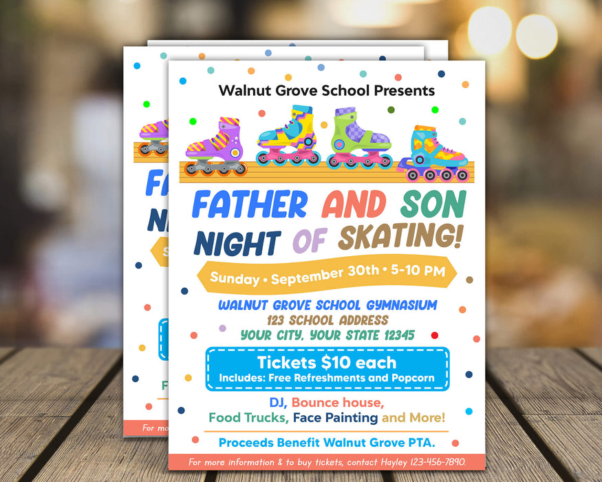 DIY Father and Son Night of Skating | Father and Son Fundraiser Invitation Flyer