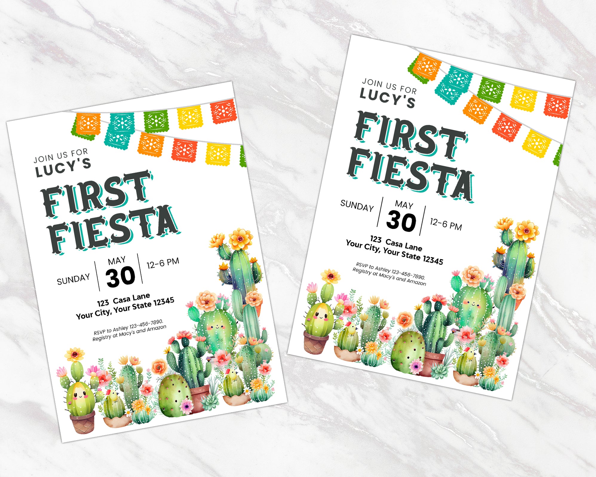 Customizable First Fiesta Invitation | Fiesta Themed Invite Template ...