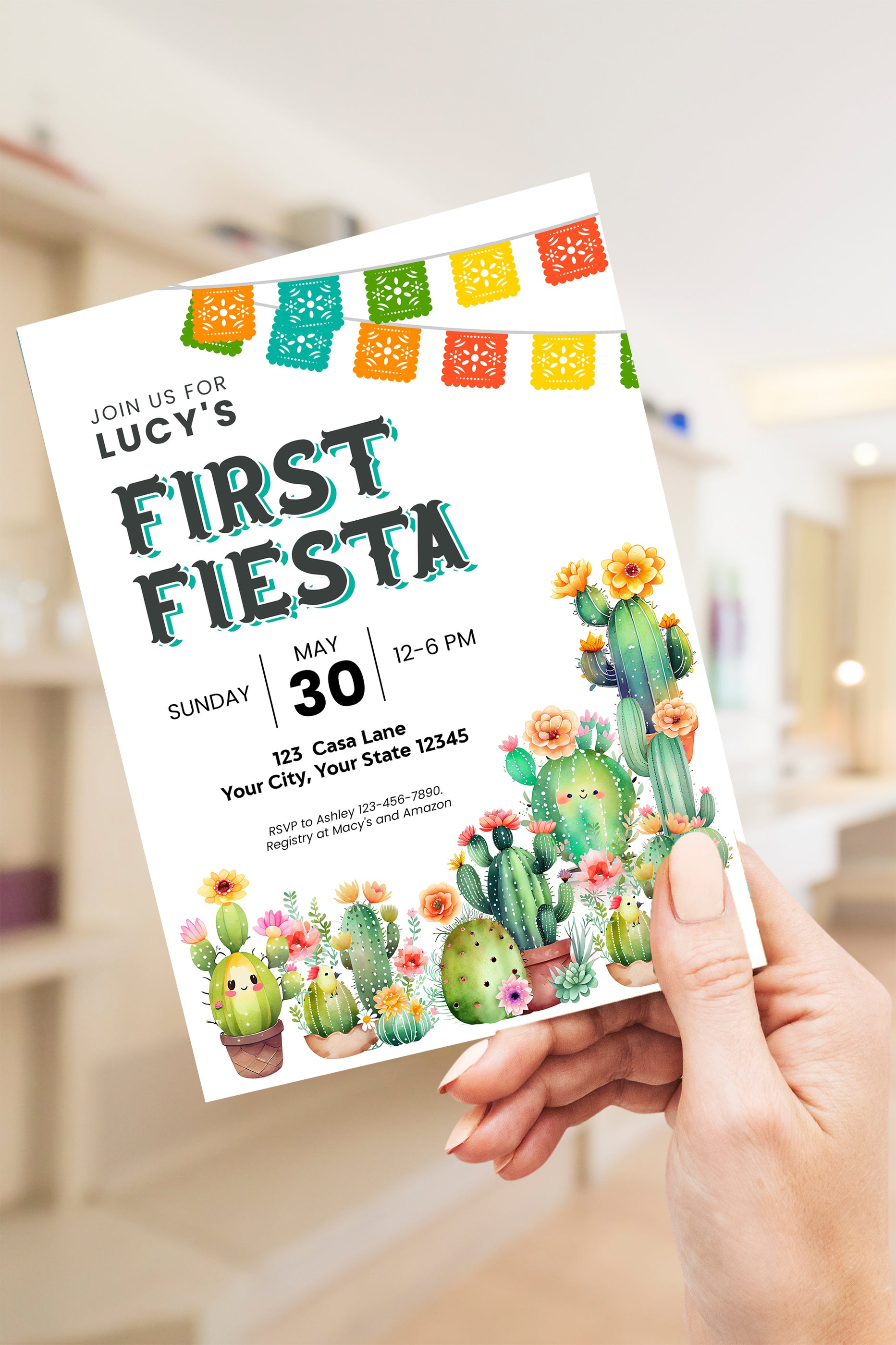 Fiesta Pattern Invite Customizable First Fiesta Invitation | Fiesta Themed Invite Template ...
