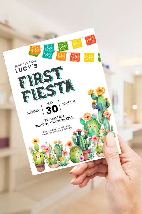 Customizable First Fiesta Invitation | Fiesta Themed Invite Template