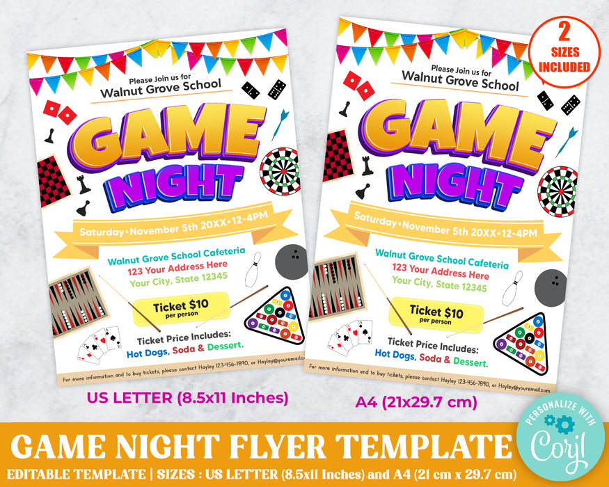 Editable Game Night Invite Flyer Template - Posh Park editable-game-night-invite-flyer-template-posh-park
