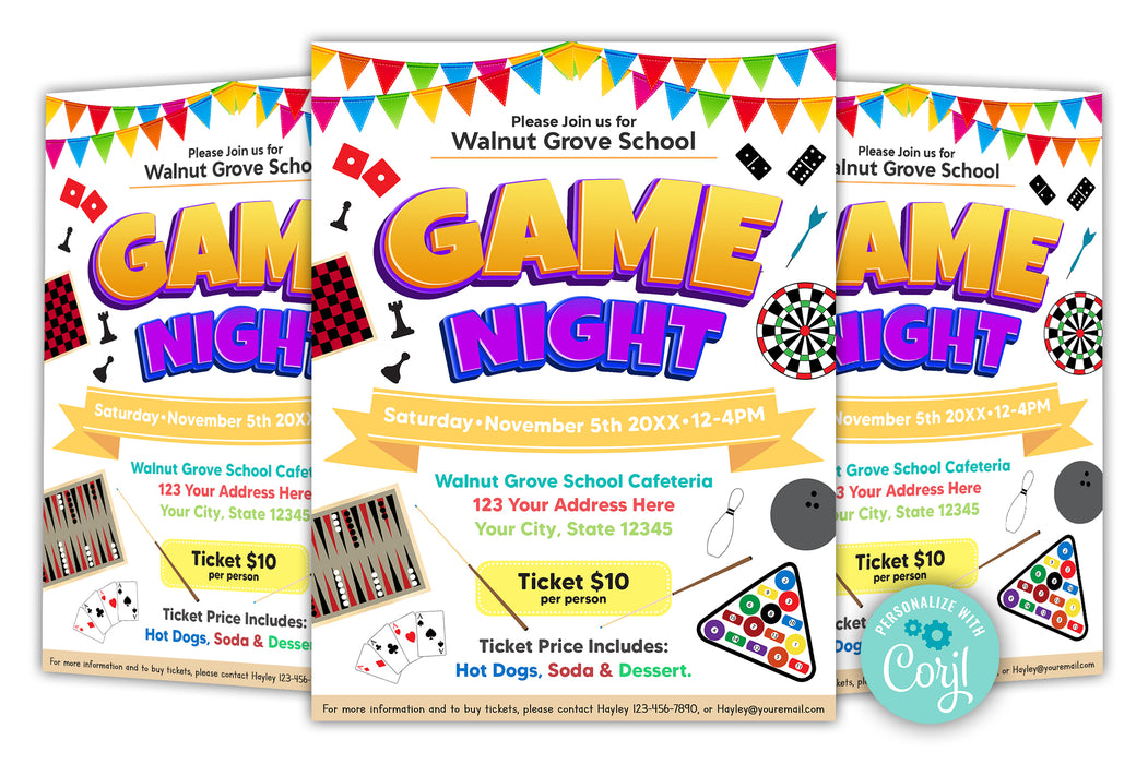 Editable Game Night Invite Flyer Template - Posh Park editable-game-night-invite-flyer-template-posh-park