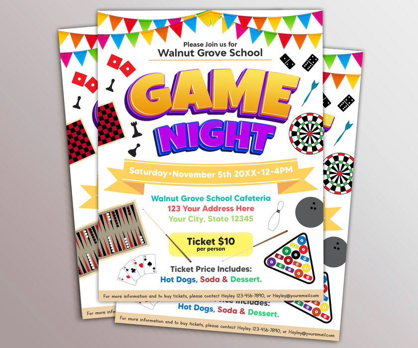 Editable Game Night Invite Flyer Template Posh Park