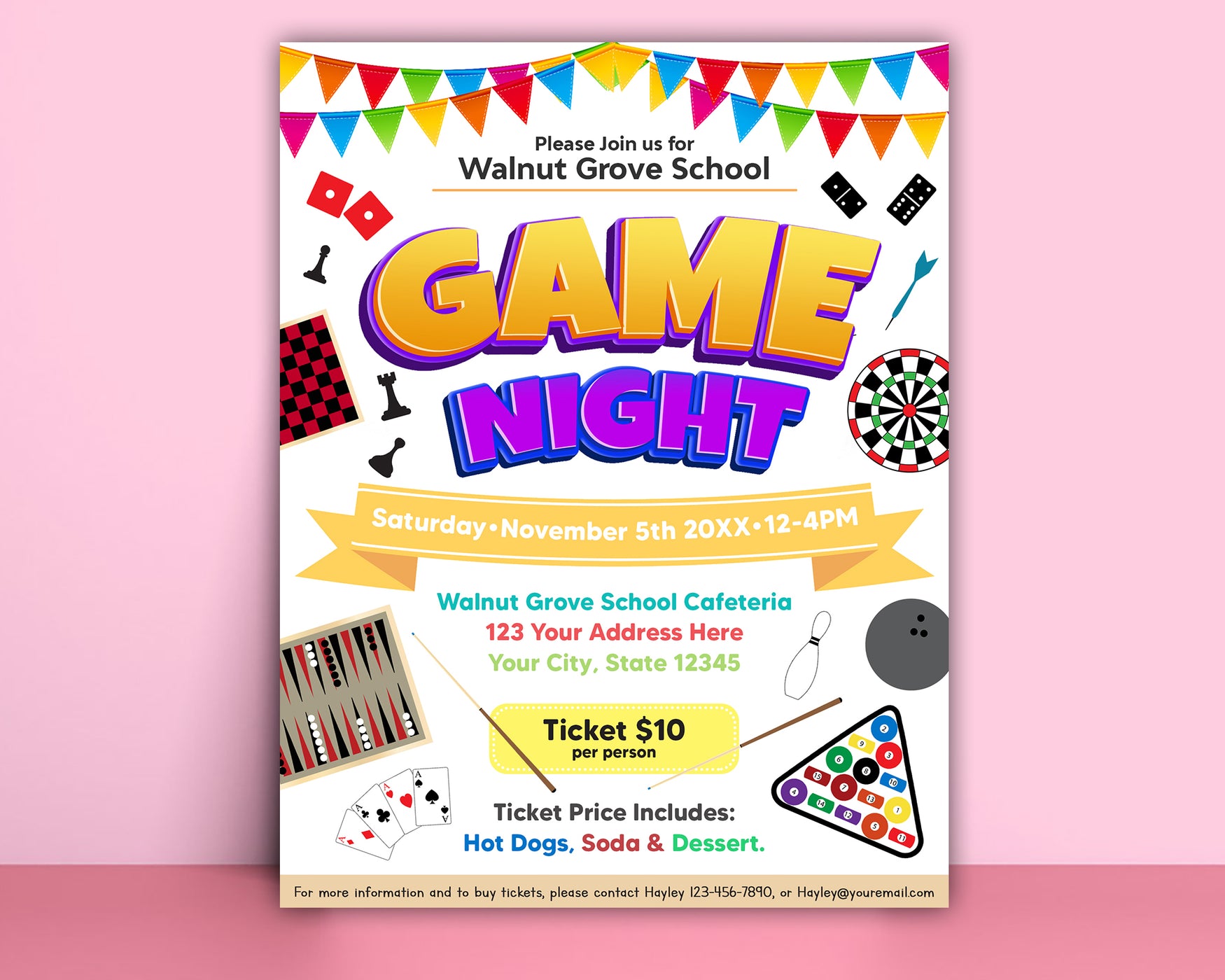 Editable Game Night Invite Flyer Template Posh Park