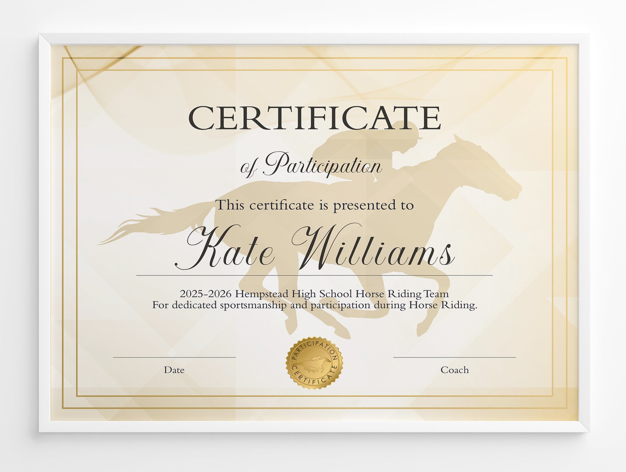 Customizable Horseback Riding Award Certificate | Sport Award Template ...