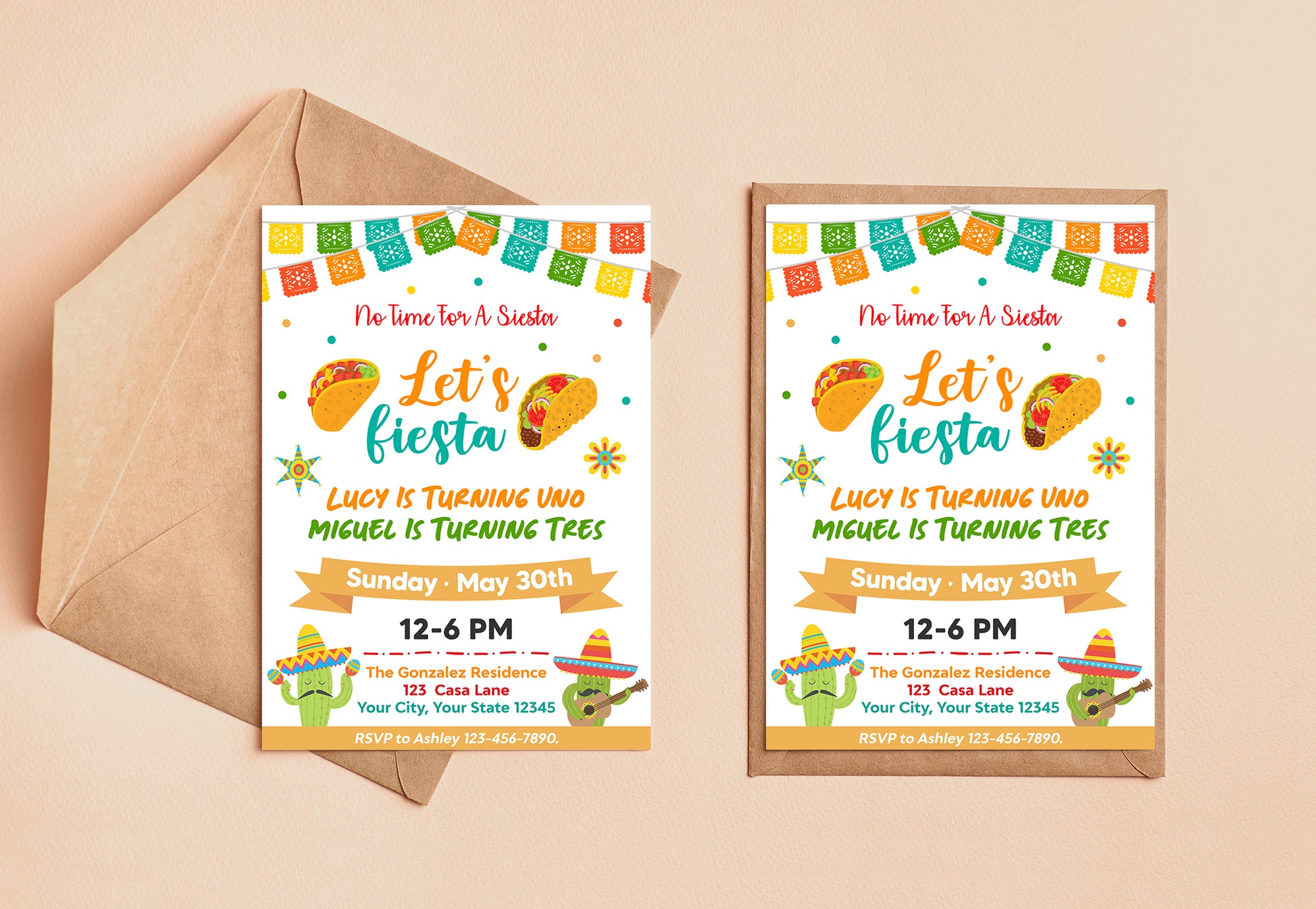 Customizable Joint Fiesta Birthday Invitation | Fiesta Themed Birthday ...