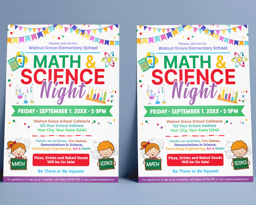 DIY Math and Science Night Flyer | Mathematics and Science Fundraiser Flyer