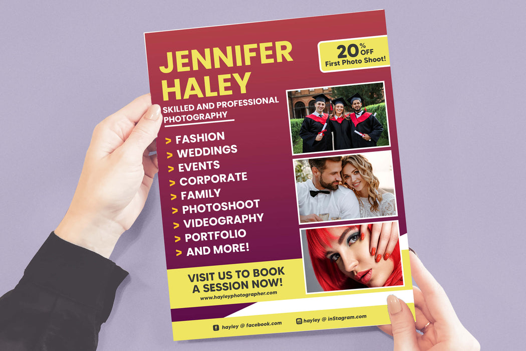 DIY Photographer Flyer Template | Photography Marketing Brochure Template for Photographer