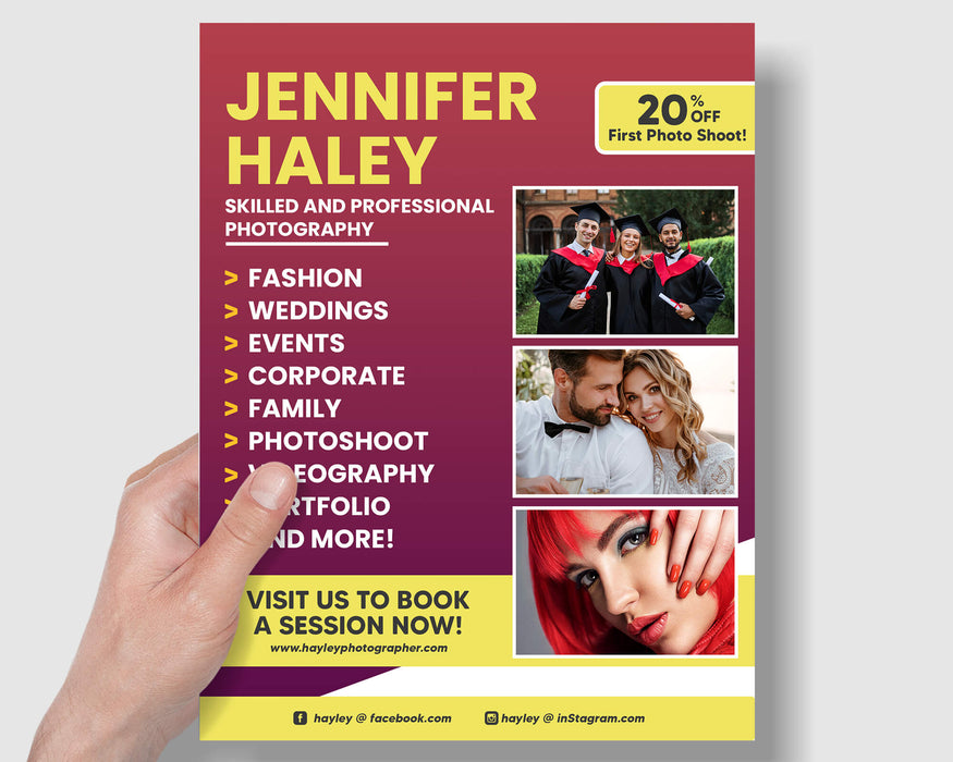 DIY Photographer Flyer Template | Photography Marketing Brochure Template for Photographer