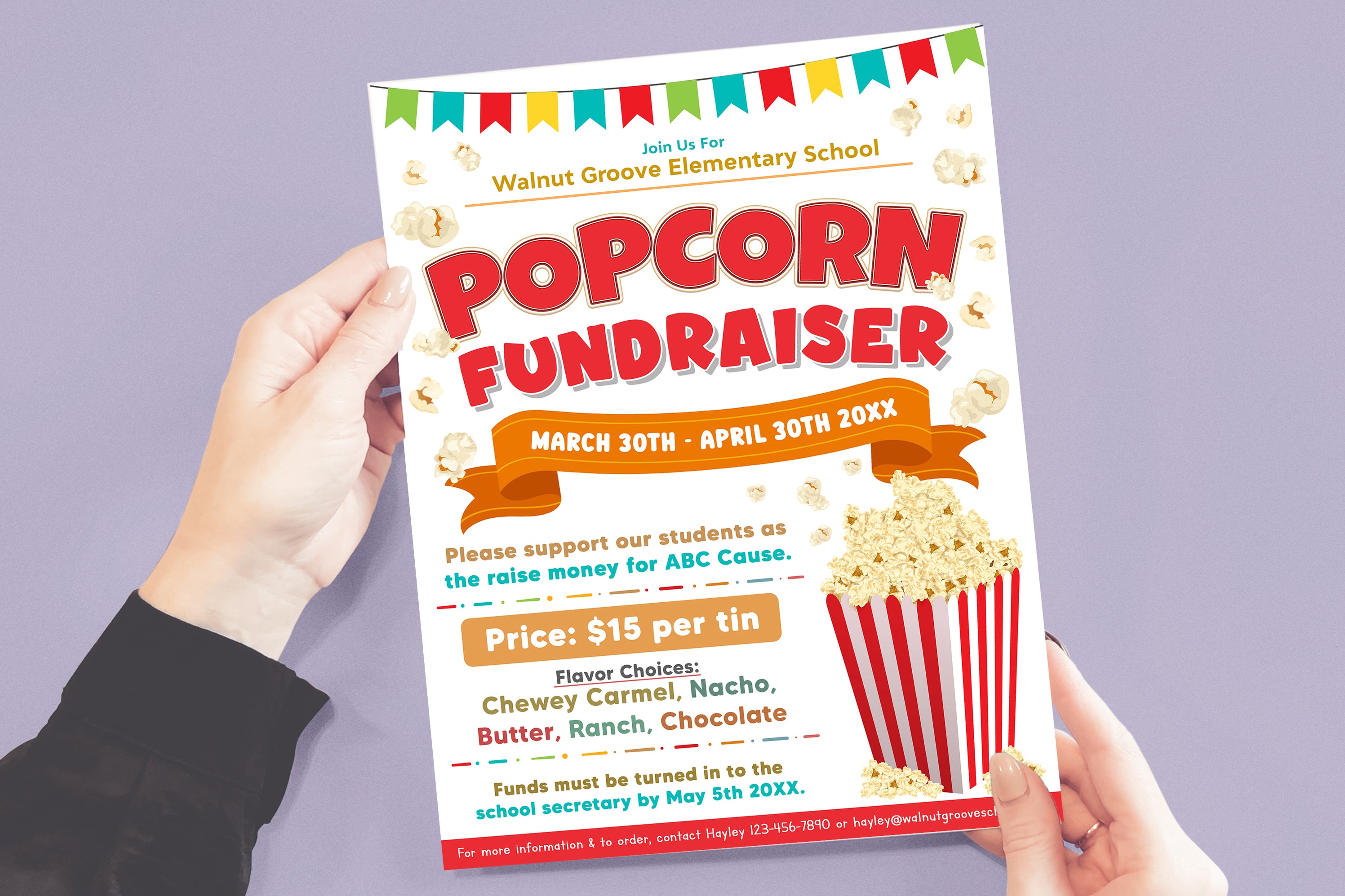 Editable Popcorn Fundraiser Invite Flyer Template Posh Park