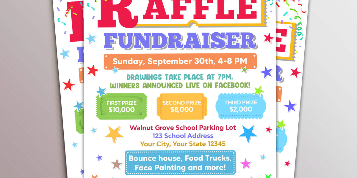 Editable Raffle Fundraiser Invite Flyer Template Posh Park