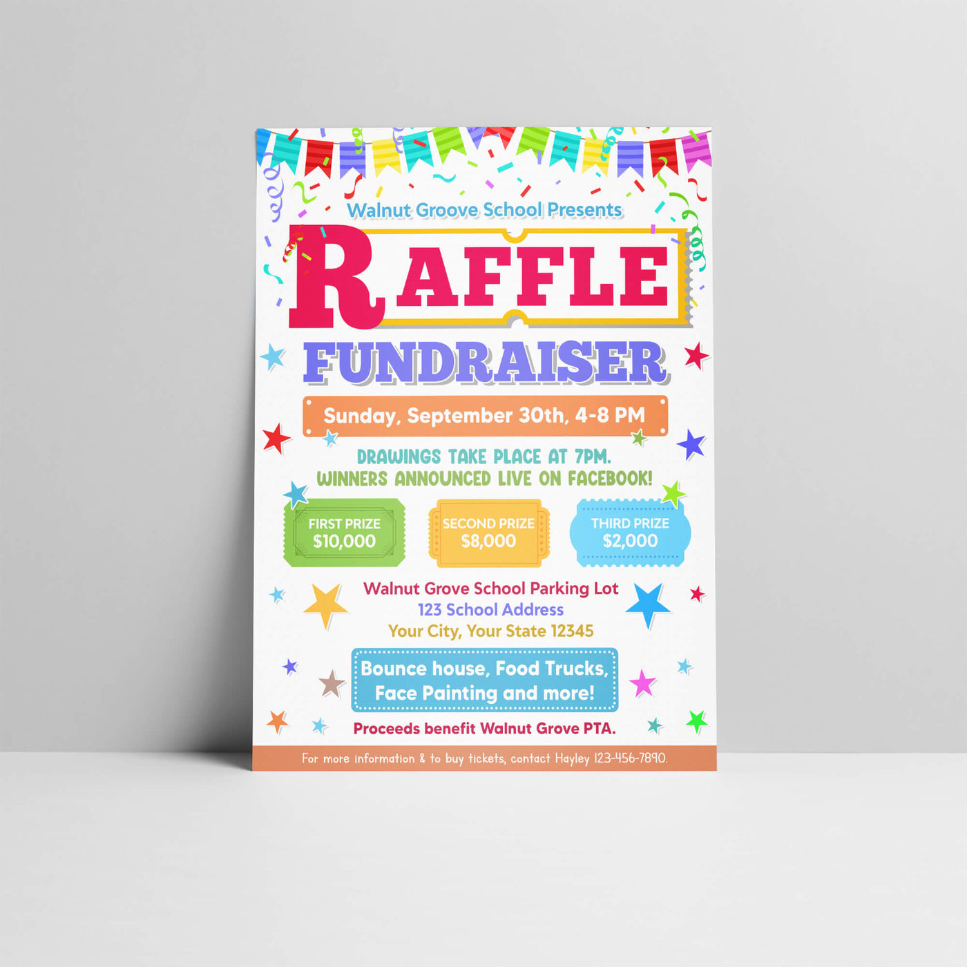 Fund Raiser Raffle Editable Raffle Fundraiser Invite Flyer Template - Posh Park