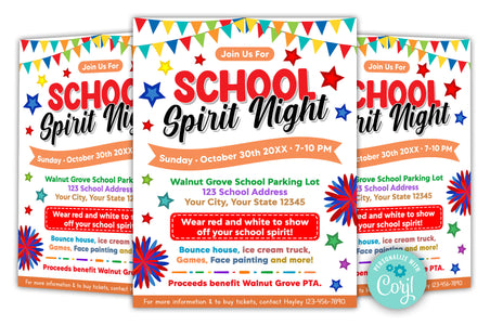 Editable School Spirit Night and Event Flyer Template - Posh Park