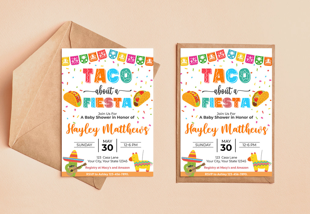 Customizable Taco Fiesta Baby Shower Invitation | Fiesta Themed Baby Shower Invite Template