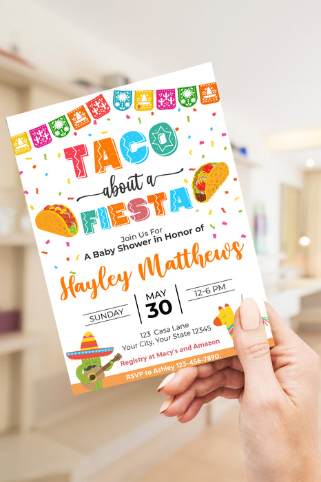 Customizable Taco Fiesta Baby Shower Invitation | Fiesta Themed Baby Shower Invite Template