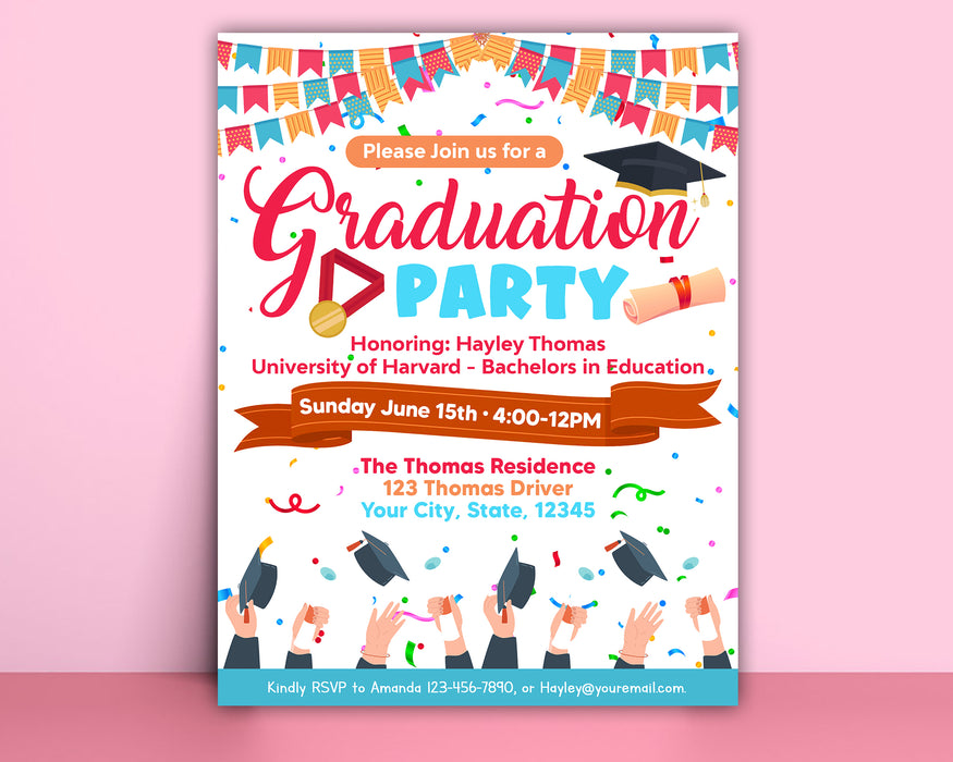 DIY Customizable Graduation Ceremony Party Invite Flyer