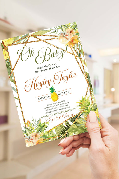 Customizable Tropical Baby Shower Invitation Template