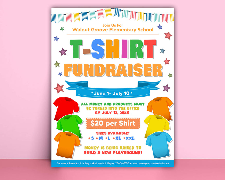 DIY T-Shirt Fundraiser Flyer | School Spirit Wear Fundraiser Template