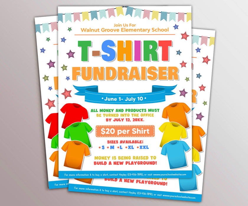 DIY T-Shirt Fundraiser Flyer | School Spirit Wear Fundraiser Template