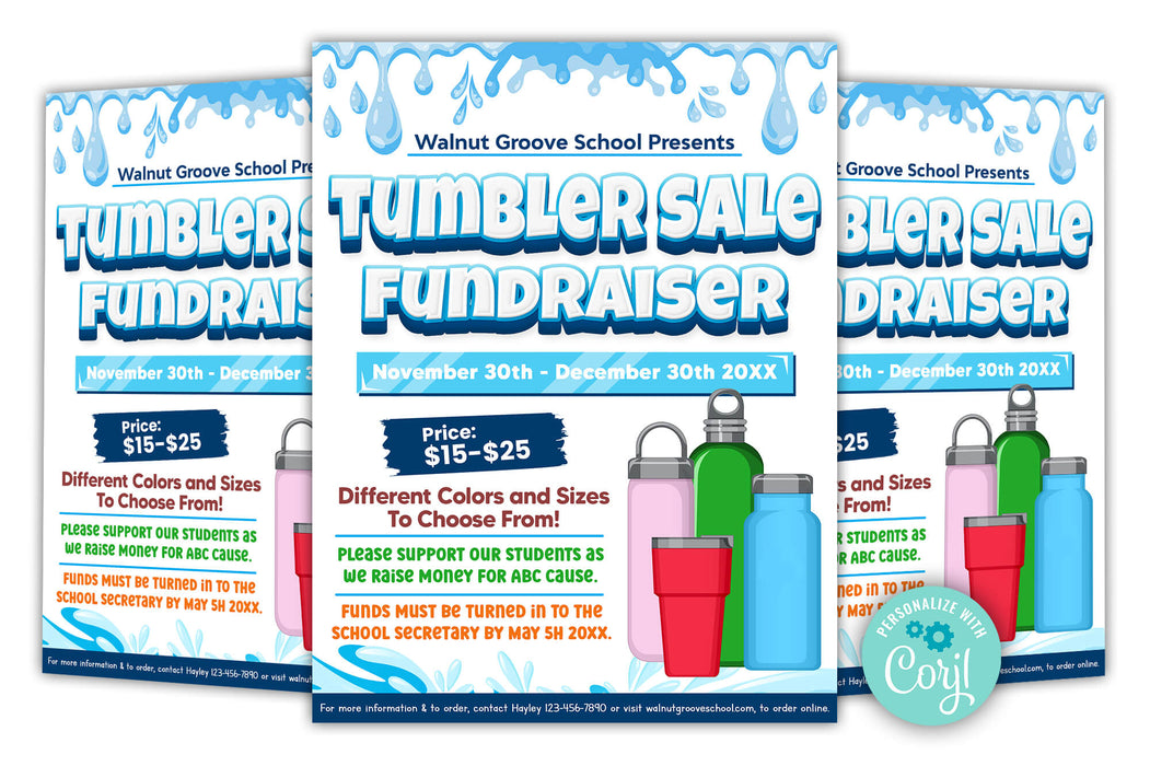 DIY Tumbler Sale Flyer | Editable Fundraiser Flyer Template