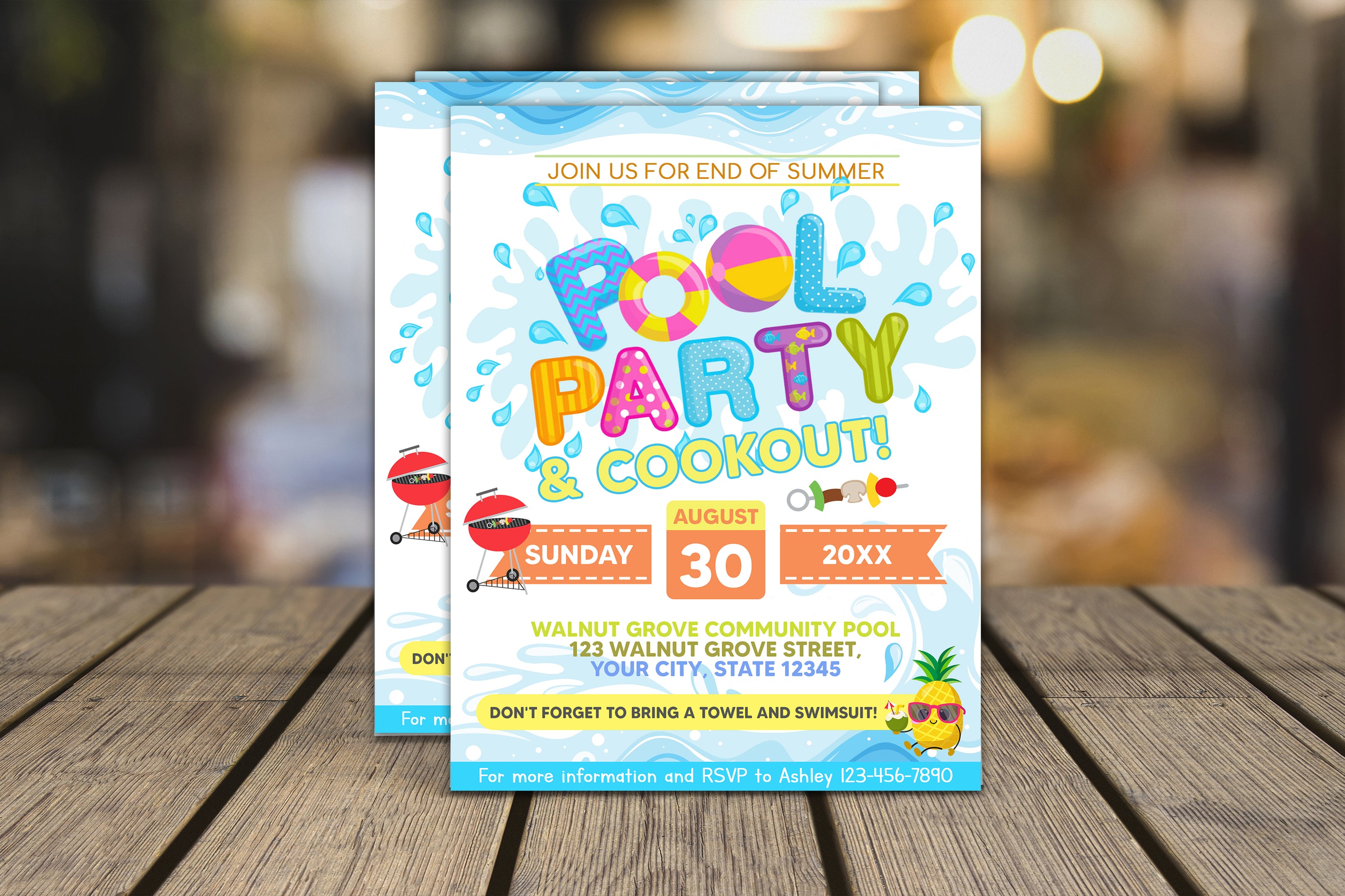 Editable Summer Party & Cookout Invitation Flyer - Posh Park