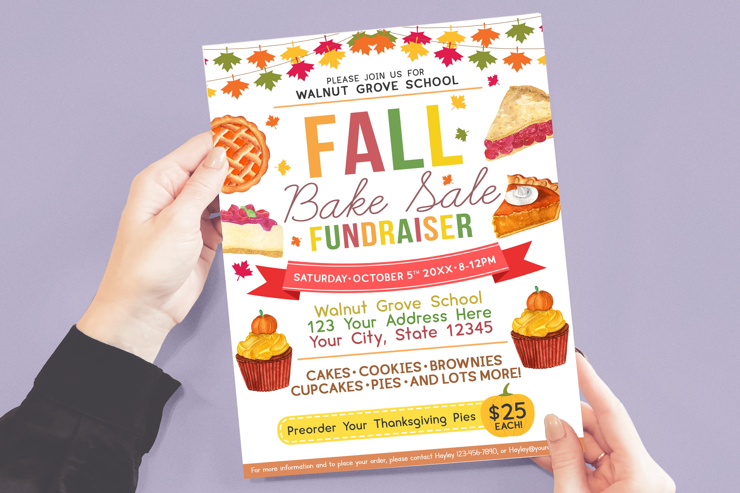 Fall Raffle Poster Editable DIY Fall Bake Sale Flyer — Posh Park