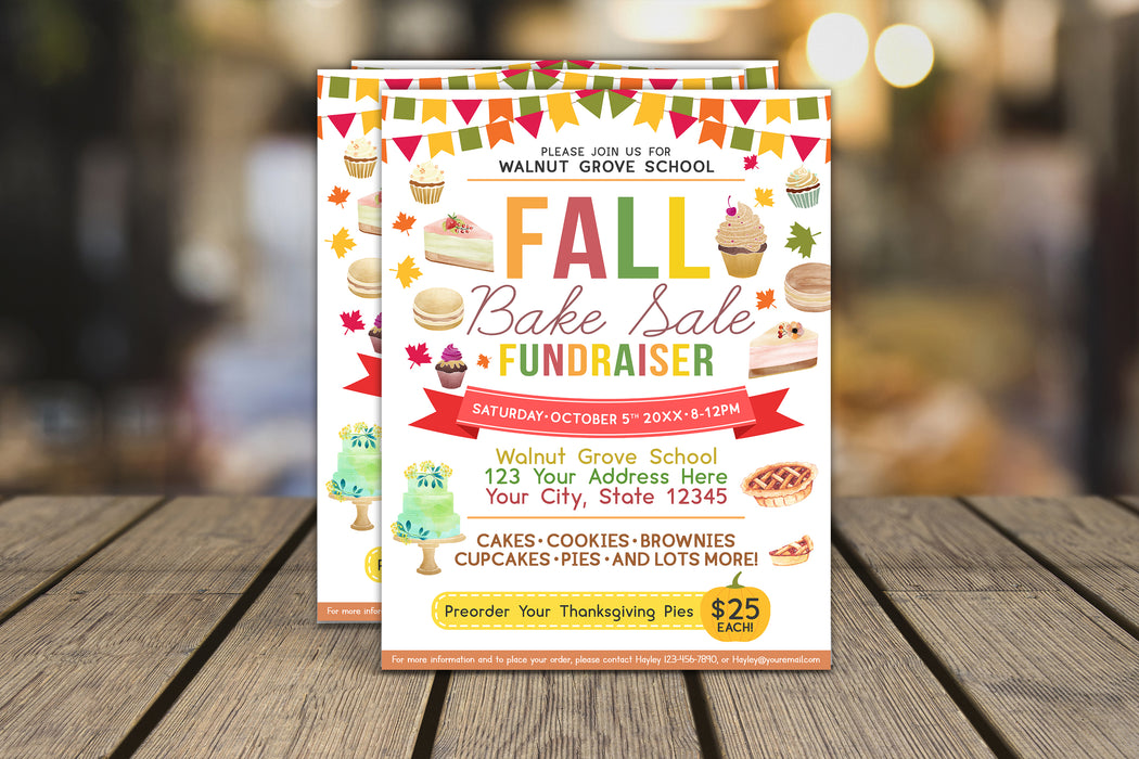 Fall Bake Off Events Fall Bake Sale Flyer, Editable Community Fundraiser Invite, Fall Churc ...