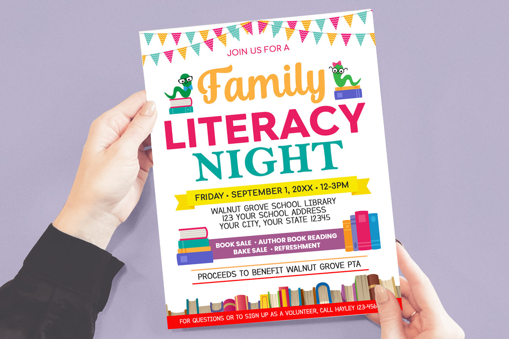 Reading Program Event Flyer Example DIY Editable Family Literacy Night Flyer Template — Posh Park