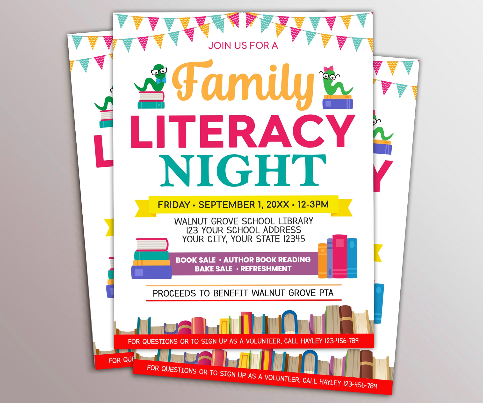 Reading Program Event Flyer Example DIY Editable Family Literacy Night Flyer Template — Posh Park