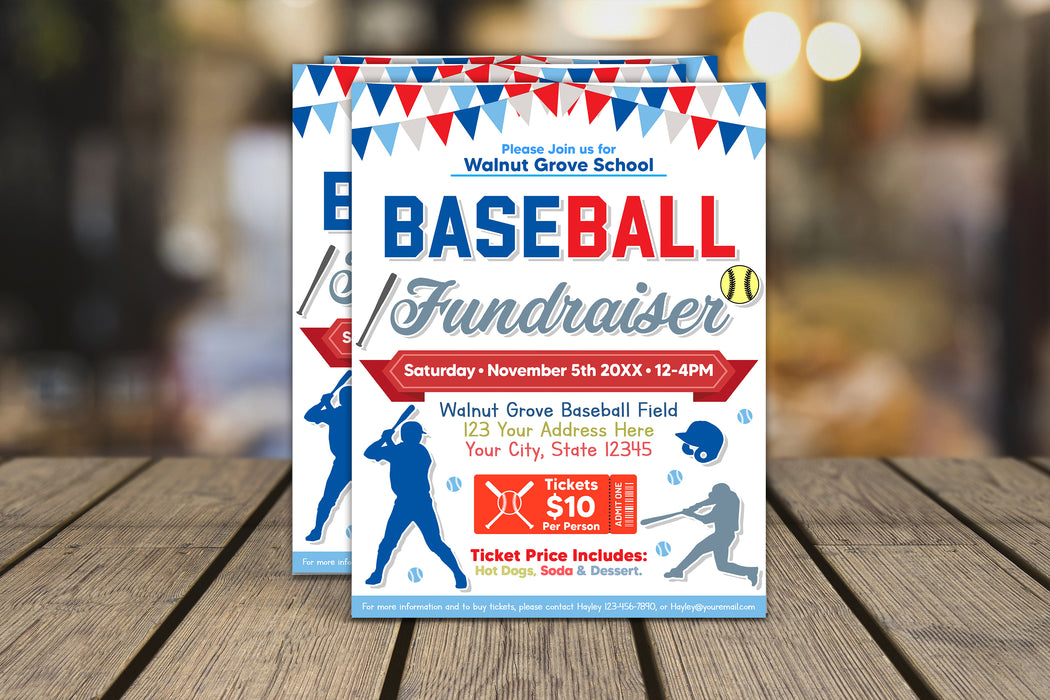 Customizable  Baseball Fundraiser Flyer, Editable Fundraiser Event, Baseball Trials Flyer, DIY Baseball Fundraiser Invite