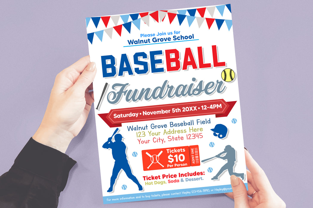 Customizable Baseball Fundraiser Flyer, Editable Fundraiser Event, Bas ...