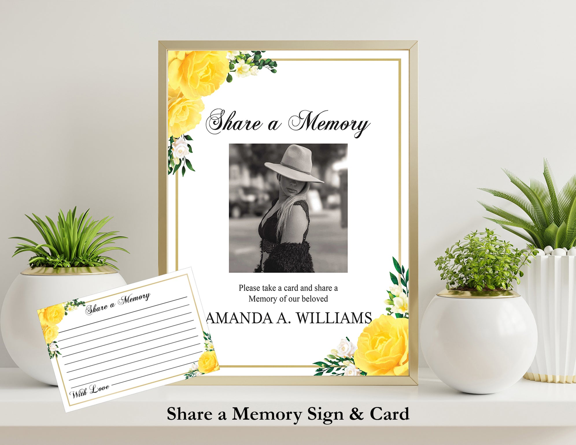 Editable 9 Piece Yellow Rose Funeral Program Template Bundle | Funeral ...