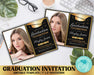 Customizable Modern Graduation Invitation with Photo | Gold and Black Grad Invite Template for Boys and Girls