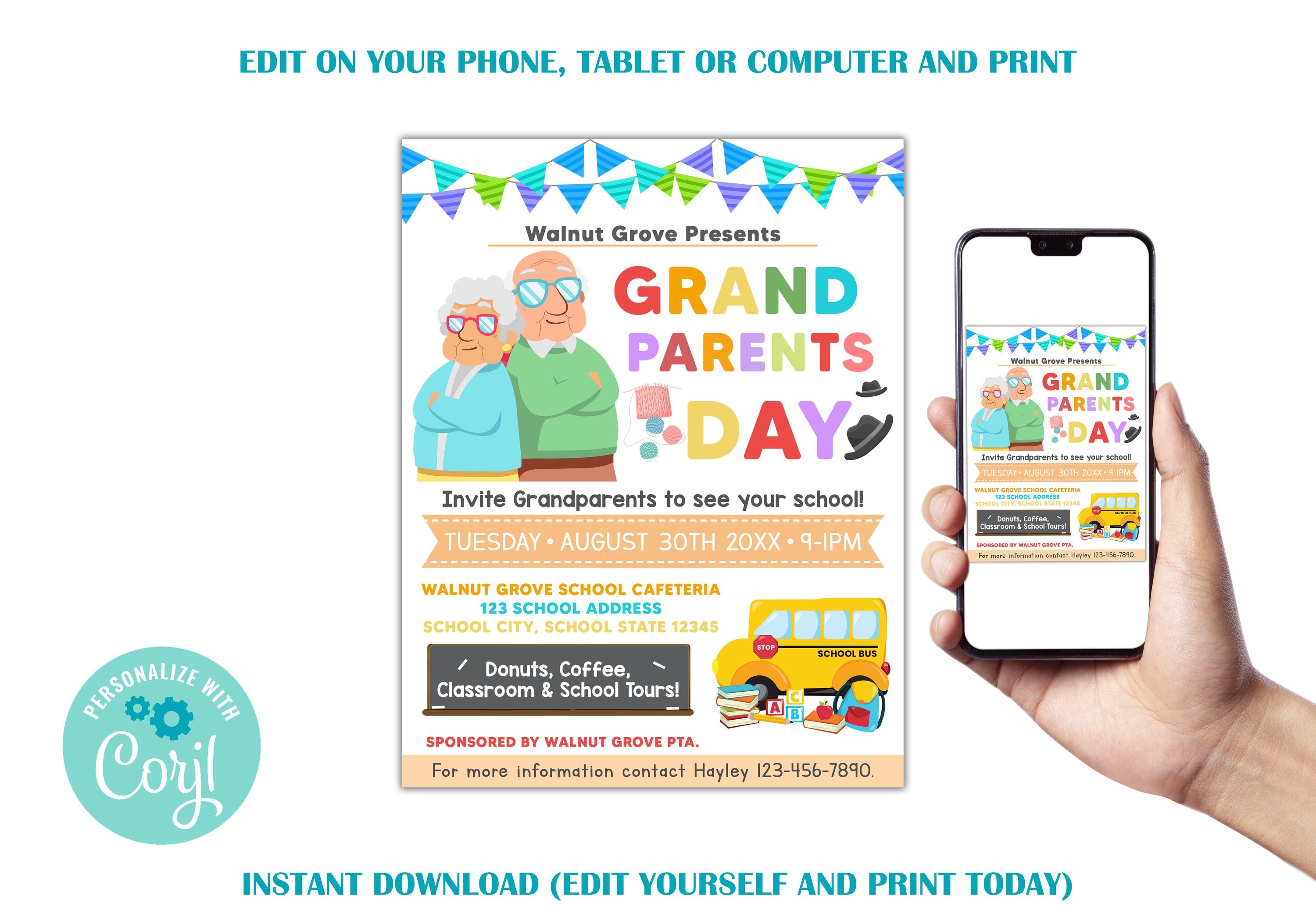 Grandparents Day Invite Template DIY Family School Printable Invite Grandparents Day Invite Template DIY Family School Printable Invite