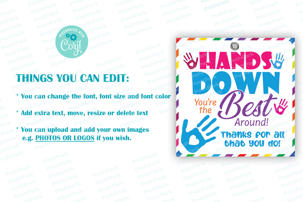 Hands Down You're The Best Around Tag, Editable Teacher Appreciation G — Posh Park hands-down-you-re-the-best-around-tag-editable-teacher-appreciation-g-posh-park