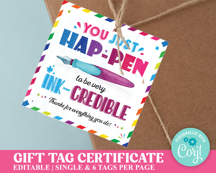 You Happen To Be Ink-Credible Gift Tags, PTO Appreciation Thank You Gi — Posh Park you-happen-to-be-ink-credible-gift-tags-pto-appreciation-thank-you-gi-posh-park