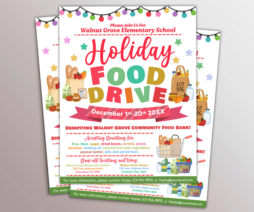 diy-holiday-food-drive-flyer-template-editable-school-church-fundrais-posh-park for Free Printable Food Drive Flyers DIY Holiday Food Drive Flyer Template, Editable School Church Fundrais — Posh Park for Free Printable Food Drive Flyers