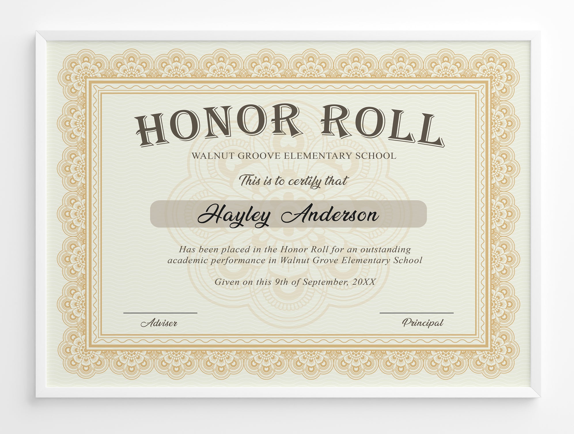 DIY Editable Honor Roll Certificate Template, Recognition Certificate