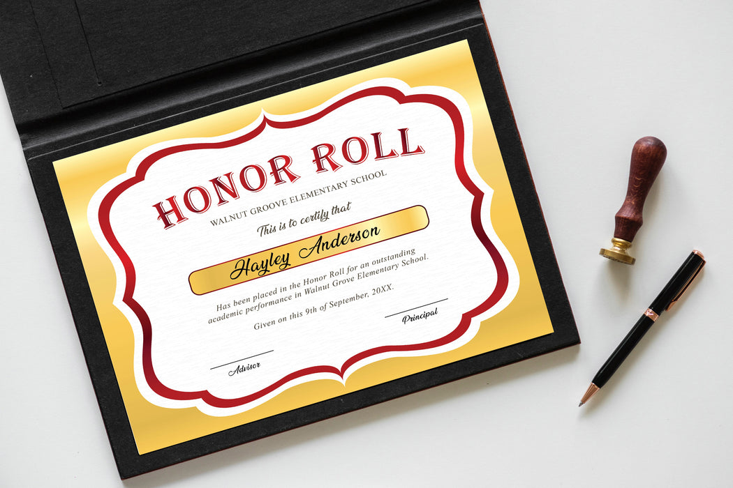 diy-honor-roll-certificate-red-and-beige-template-honor-roll-awards-posh-park for A Honor Roll Certificates Printable Free DIY Honor Roll Certificate Red and Beige Template, Honor Roll Awards, — Posh Park for A Honor Roll Certificates Printable Free