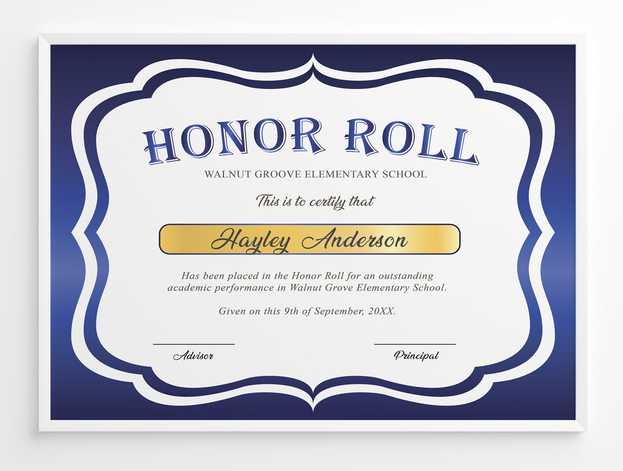 Editable Honor Roll Award Beige and Blue Certificate Template , Set of ...