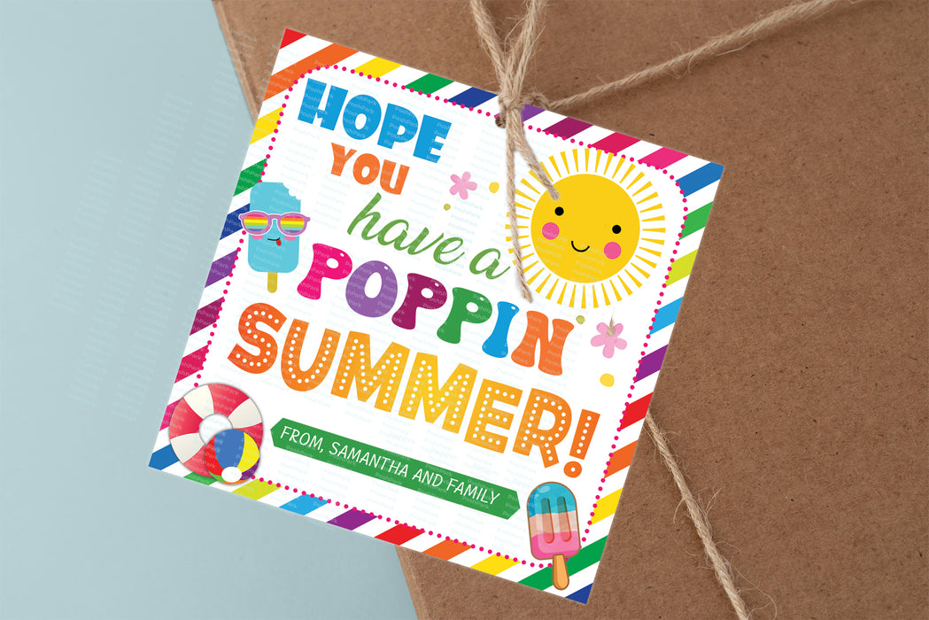 teacher gift tags, teacher appreciation, gift tag template, appreciation tag, gift tag, tag printable, tags personalized, tags template, Summer gift tag, End of School Year, popping summer tag, have a great summer, end of school gift