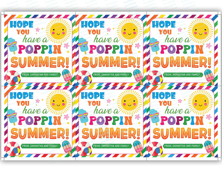 teacher gift tags, teacher appreciation, gift tag template, appreciation tag, gift tag, tag printable, tags personalized, tags template, Summer gift tag, End of School Year, popping summer tag, have a great summer, end of school gift