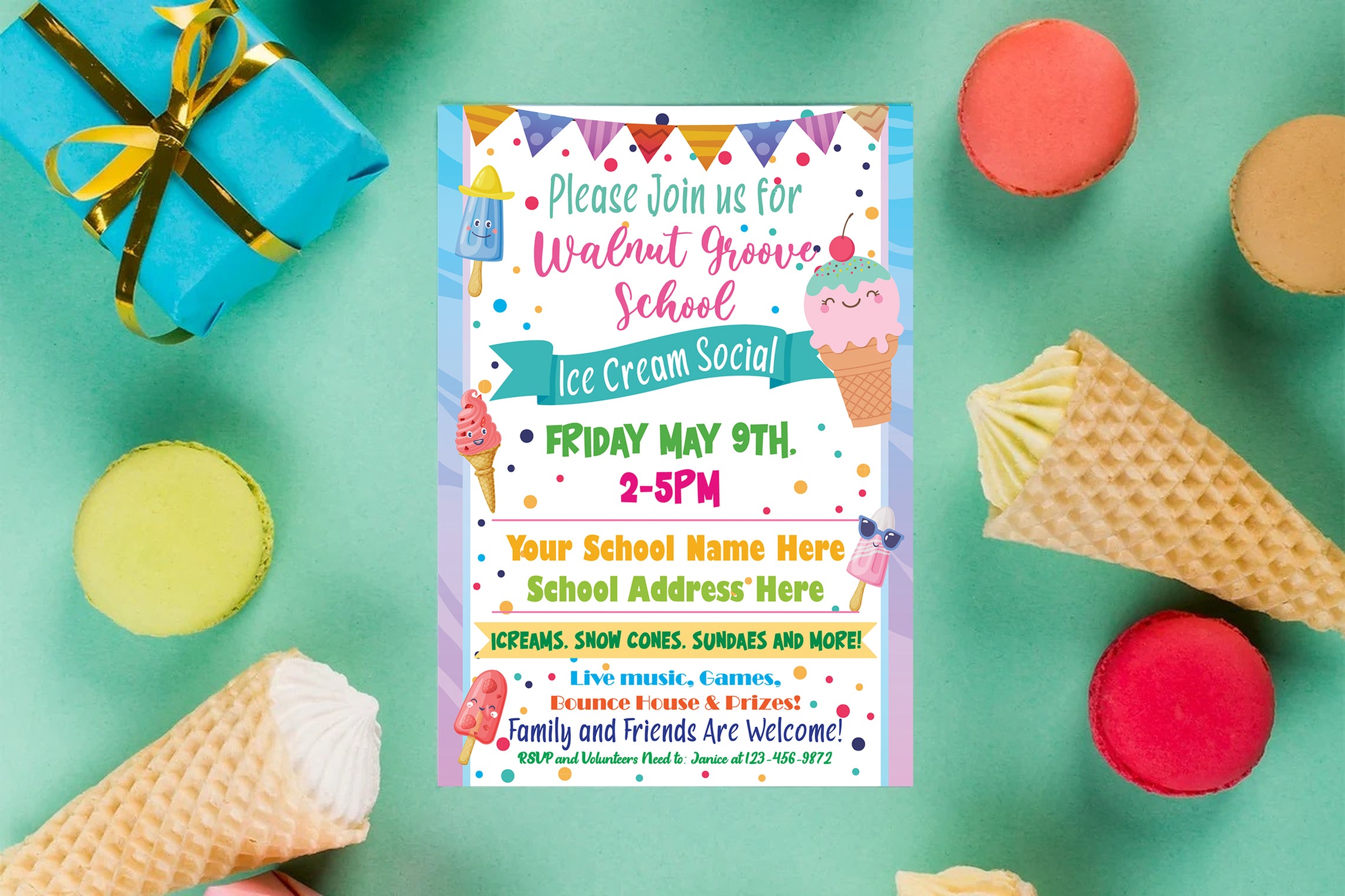 Invitation Social Program Editable Ice Cream Social Party Invitations - Posh Park