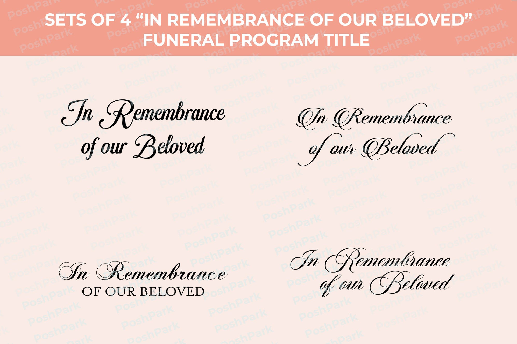 In Remembrance of our Beloved Funeral Program Word Art Titles Sets of