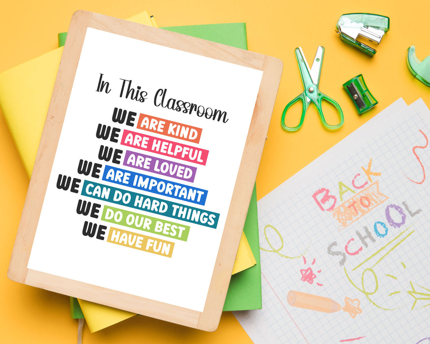 first day of school, classroom posters, classroom signs, positive decor, in this classroom poster, class decor, classroom rules, homeschool poster, diversity poster, Boho Classroom Decor, Kids room decor, Instant Download